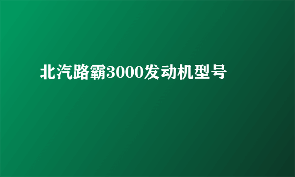 北汽路霸3000发动机型号