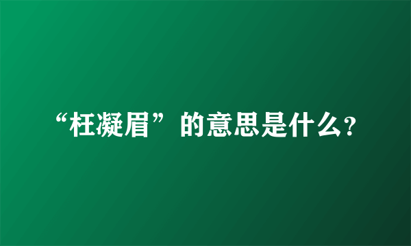 “枉凝眉”的意思是什么？