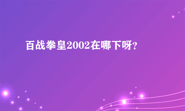 百战拳皇2002在哪下呀？