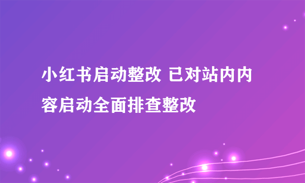 小红书启动整改 已对站内内容启动全面排查整改