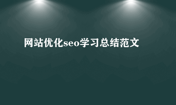 网站优化seo学习总结范文