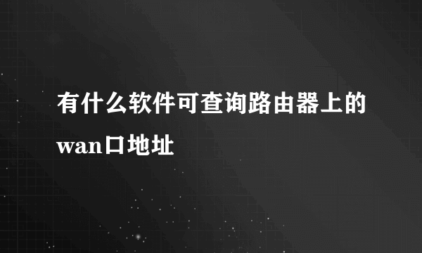 有什么软件可查询路由器上的wan口地址