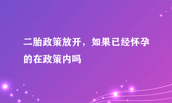 二胎政策放开，如果已经怀孕的在政策内吗