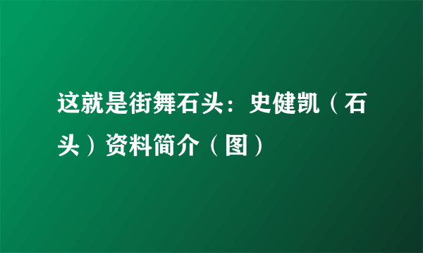 这就是街舞石头：史健凯（石头）资料简介（图）