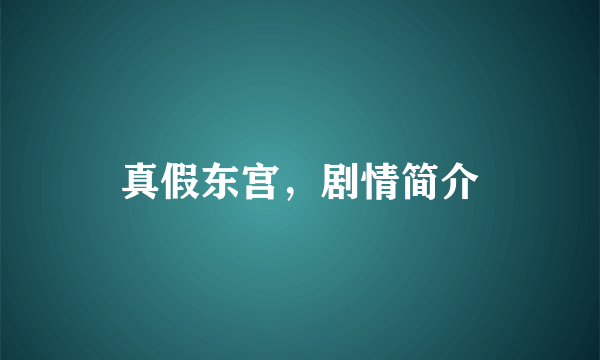 真假东宫，剧情简介