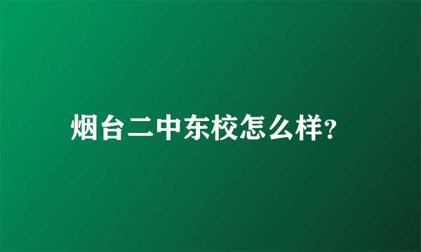 烟台二中东校怎么样？