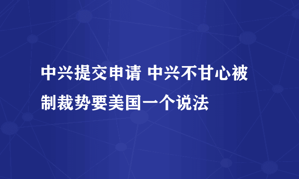 中兴提交申请 中兴不甘心被制裁势要美国一个说法