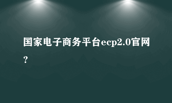 国家电子商务平台ecp2.0官网？