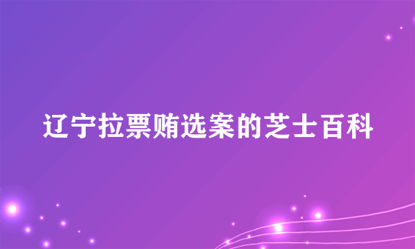 辽宁拉票贿选案的芝士百科