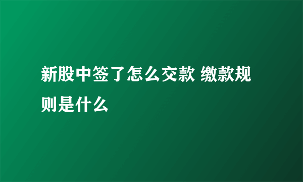 新股中签了怎么交款 缴款规则是什么