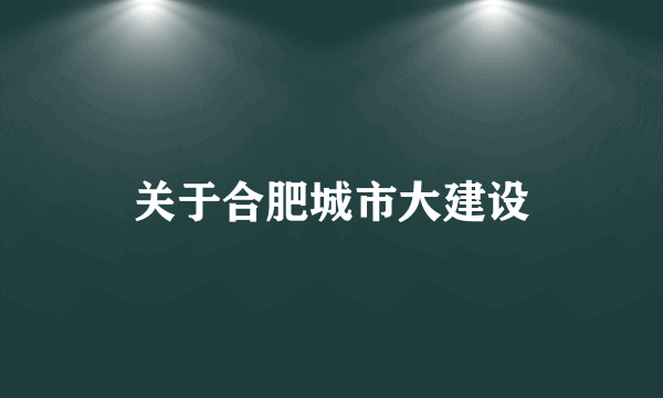 关于合肥城市大建设