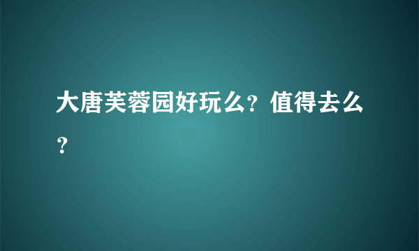 大唐芙蓉园好玩么？值得去么？