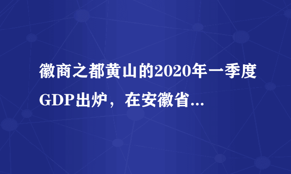 徽商之都黄山的2020年一季度GDP出炉，在安徽省排名第几？