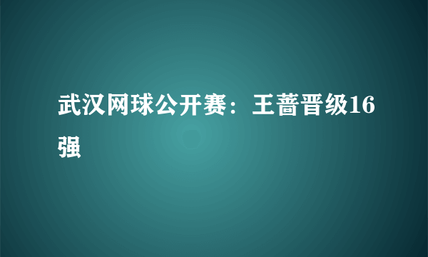 武汉网球公开赛：王蔷晋级16强