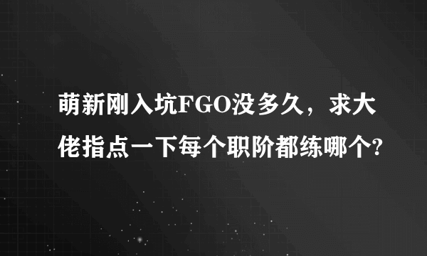 萌新刚入坑FGO没多久，求大佬指点一下每个职阶都练哪个?