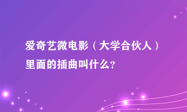 爱奇艺微电影（大学合伙人）里面的插曲叫什么？