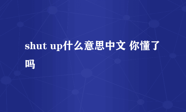 shut up什么意思中文 你懂了吗