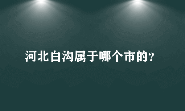 河北白沟属于哪个市的？