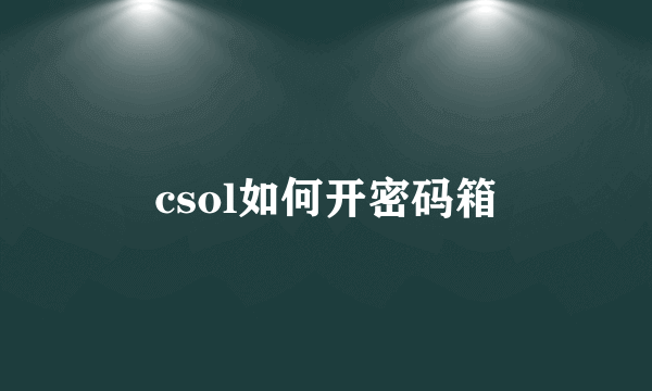 csol如何开密码箱