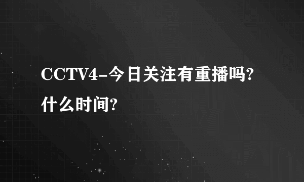 CCTV4-今日关注有重播吗?什么时间?