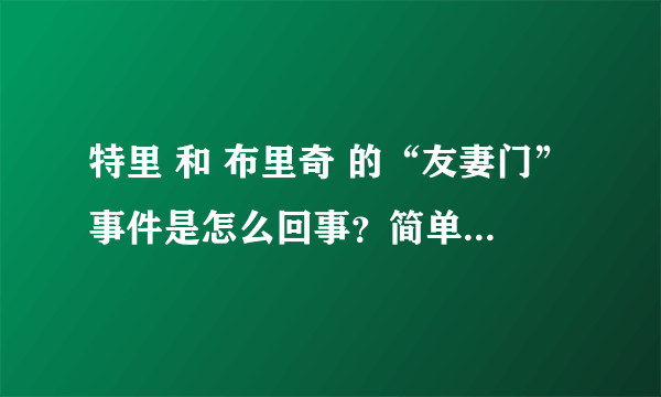 特里 和 布里奇 的“友妻门”事件是怎么回事？简单说一下经过 别给我别的连接 谢谢