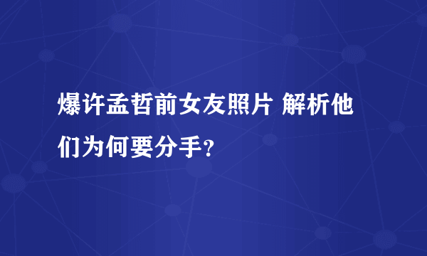 爆许孟哲前女友照片 解析他们为何要分手？