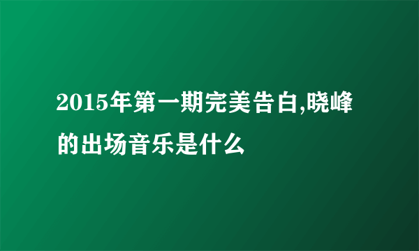 2015年第一期完美告白,晓峰的出场音乐是什么