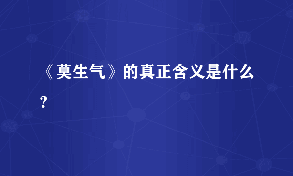 《莫生气》的真正含义是什么？