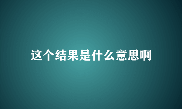 这个结果是什么意思啊