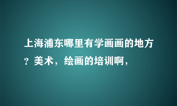 上海浦东哪里有学画画的地方？美术，绘画的培训啊，