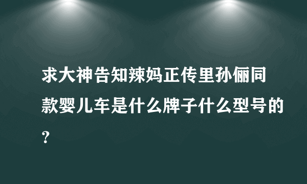 求大神告知辣妈正传里孙俪同款婴儿车是什么牌子什么型号的？