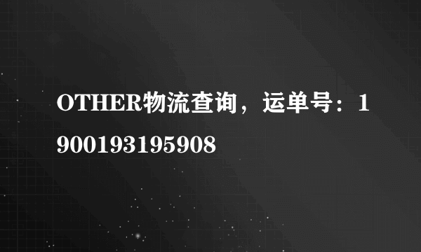 OTHER物流查询，运单号：1900193195908