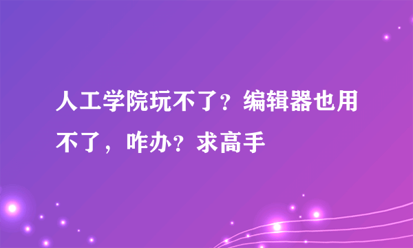 人工学院玩不了？编辑器也用不了，咋办？求高手