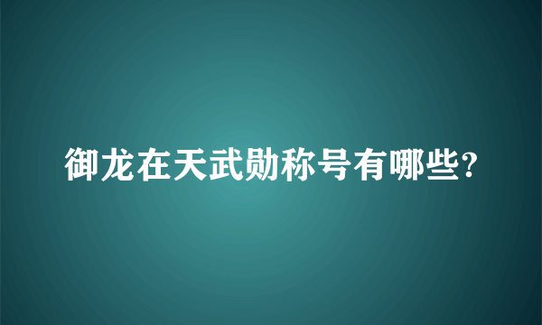 御龙在天武勋称号有哪些?