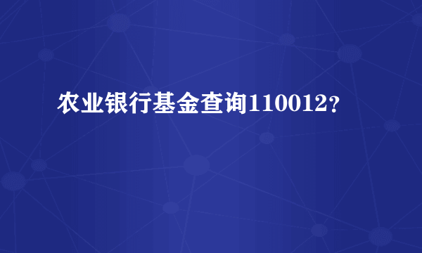 农业银行基金查询110012？