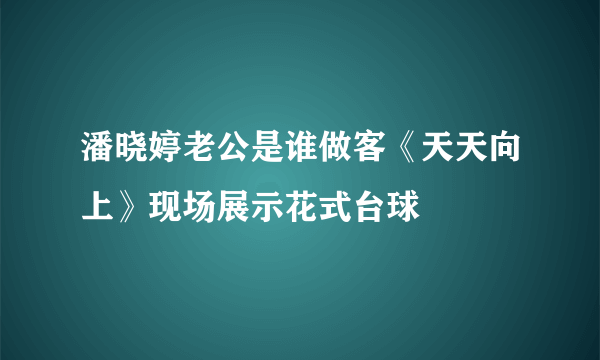 潘晓婷老公是谁做客《天天向上》现场展示花式台球