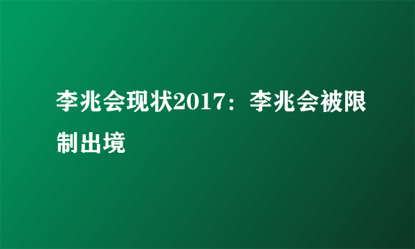 李兆会现状2017：李兆会被限制出境