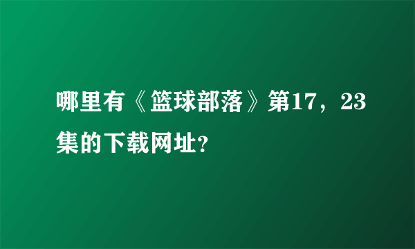 哪里有《篮球部落》第17，23集的下载网址？