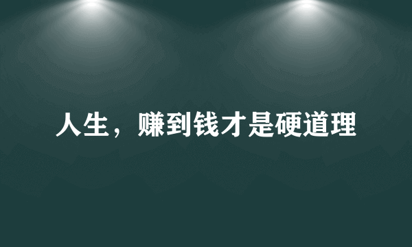 人生，赚到钱才是硬道理