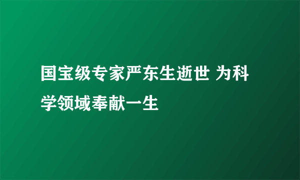 国宝级专家严东生逝世 为科学领域奉献一生