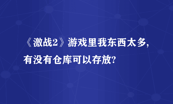 《激战2》游戏里我东西太多, 有没有仓库可以存放?