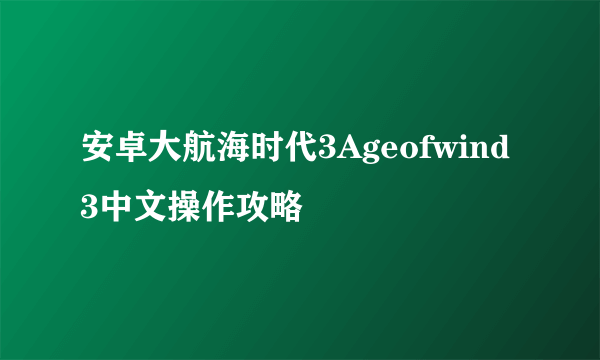 安卓大航海时代3Ageofwind3中文操作攻略