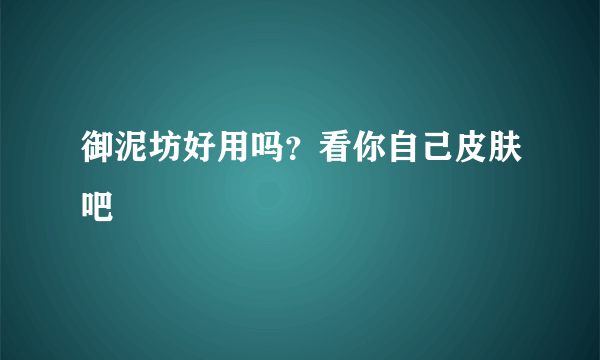 御泥坊好用吗？看你自己皮肤吧