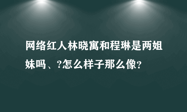 网络红人林晓寓和程琳是两姐妹吗、?怎么样子那么像？