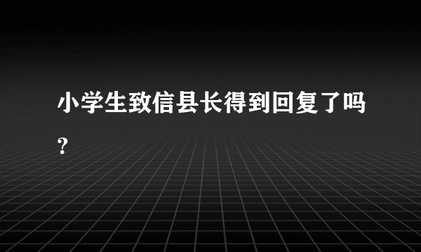 小学生致信县长得到回复了吗？