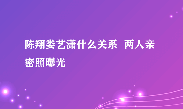 陈翔娄艺潇什么关系  两人亲密照曝光