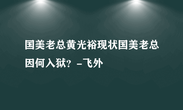 国美老总黄光裕现状国美老总因何入狱？-飞外