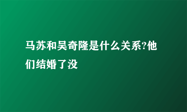 马苏和吴奇隆是什么关系?他们结婚了没