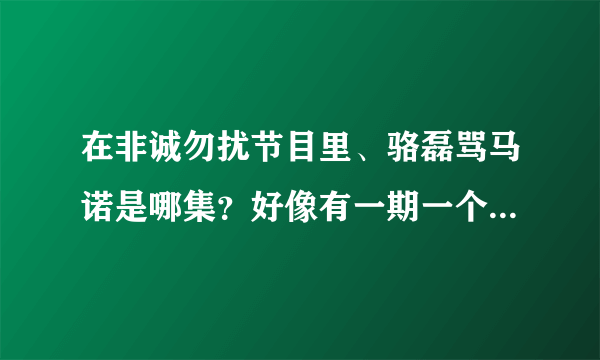 在非诚勿扰节目里、骆磊骂马诺是哪集？好像有一期一个男嘉宾选马诺的又是哪集？