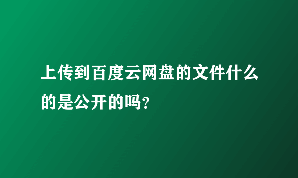 上传到百度云网盘的文件什么的是公开的吗？